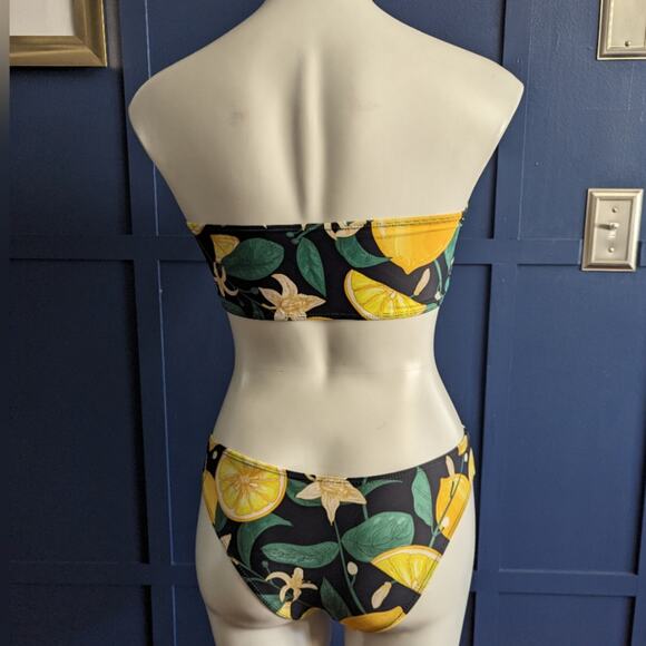 Shein Lemon Print Bandeau Bikini New Small - Picture 7 of 8